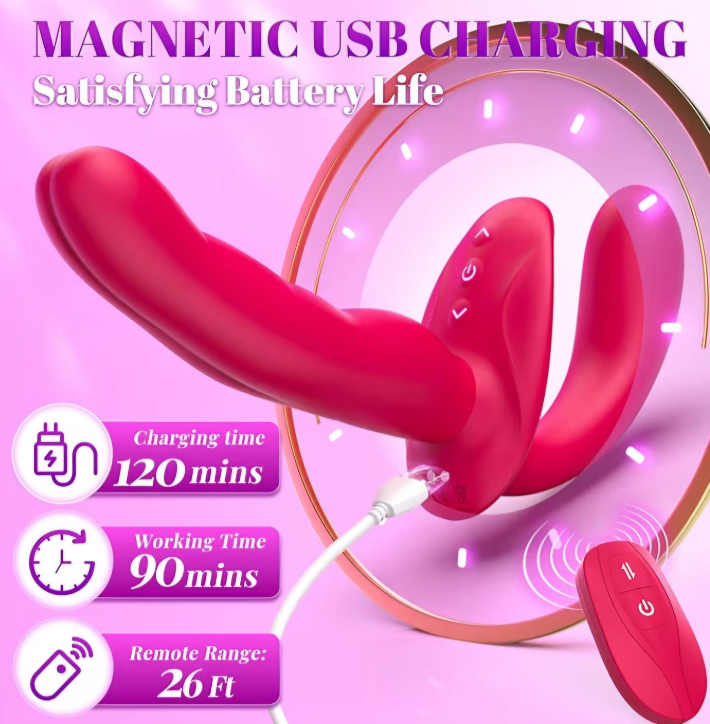 Strapless Strap on Dildo Sex Toys - Double Ended Anal Dildo Detachable Wearable G-Spot Vibrator with Remote Control,Finger Design Vibrating Butt Plug Adult Toys for Women Lesbians & Couples