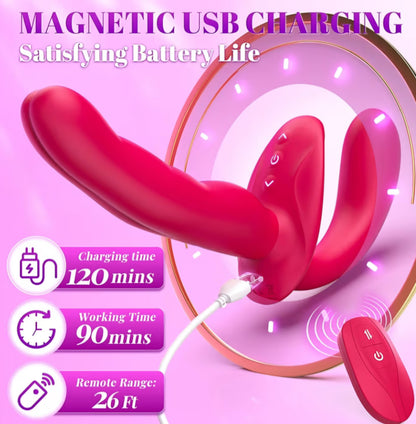 Strapless Strap on Dildo Sex Toys - Double Ended Anal Dildo Detachable Wearable G-Spot Vibrator with Remote Control,Finger Design Vibrating Butt Plug Adult Toys for Women Lesbians & Couples