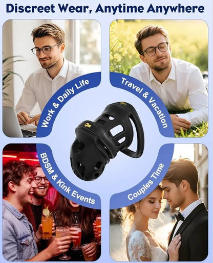 Male Chastity Cage with Elastic Belt, Adjustable Fit, 4 Ring Sizes
3D Printed Lightweight Penis Cage with Invisible Lock, Breathable Comfort Fit Chastity Device for Men bondage gear Sex Toys