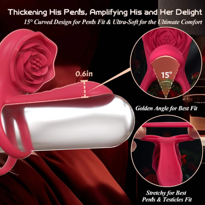 Rose Vibrating Cock Ring with G-Spot Stimulator & Testicle Loop for Couples