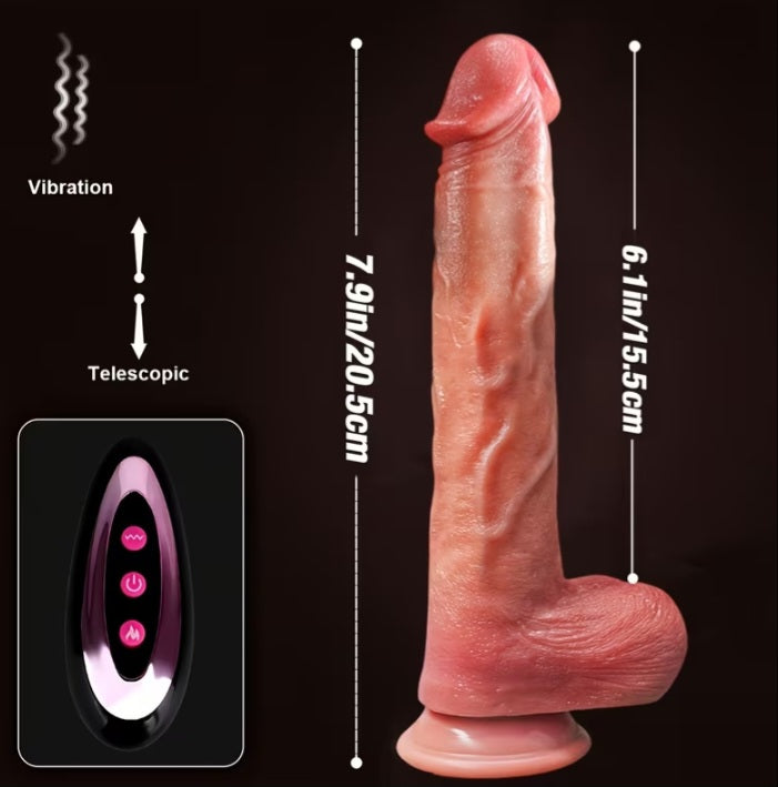 7.9 Inch Remote Control Heating Dildo Thrusting & Vibrating Modes