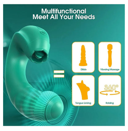 Rotating Vibrator Licking Sex Toys, 3 in 1 Clitorals Stimulator G Spot Vibrator with Rotating Head & Vibrating Tongue Support 10 Modes, Vibrating Dildos Adult Toys for Women Couples
