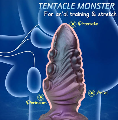 6.9" Vibrating Butt Plug Large Buttplug, Monster Tentacle Dildo Knot Silicone Anal Plug for Training & Stretching, Vibrating Anal Plug Prostate Massage with Suction Cup, Adult Sex Toys for Men Women AMA