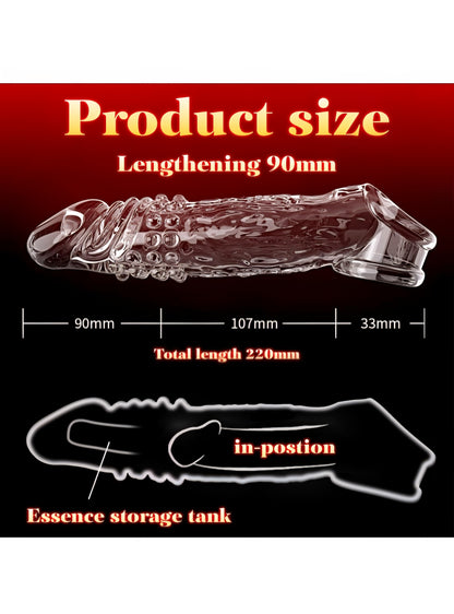 Penis Sleeve with Cock Ring Sex Toys for Male, Ultra-Soft Silicone Cock Sleeve, Reusable Penis Cuff Thickened Testicle Ring Male Adult Toys, Penis Extender and Penis Enlarger for MenPenis Sleeve with Cock Ring Sex Toys for Male, Ultra-Soft Silicone Cock S