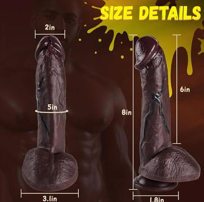 Realistic Silicone Dildo Sex Toy, 8 Inch Dual-Density Lifelike Dildo with Strong Suction Cup, Adult Sex Toy for Women & Couples, G Spot & Anal Play