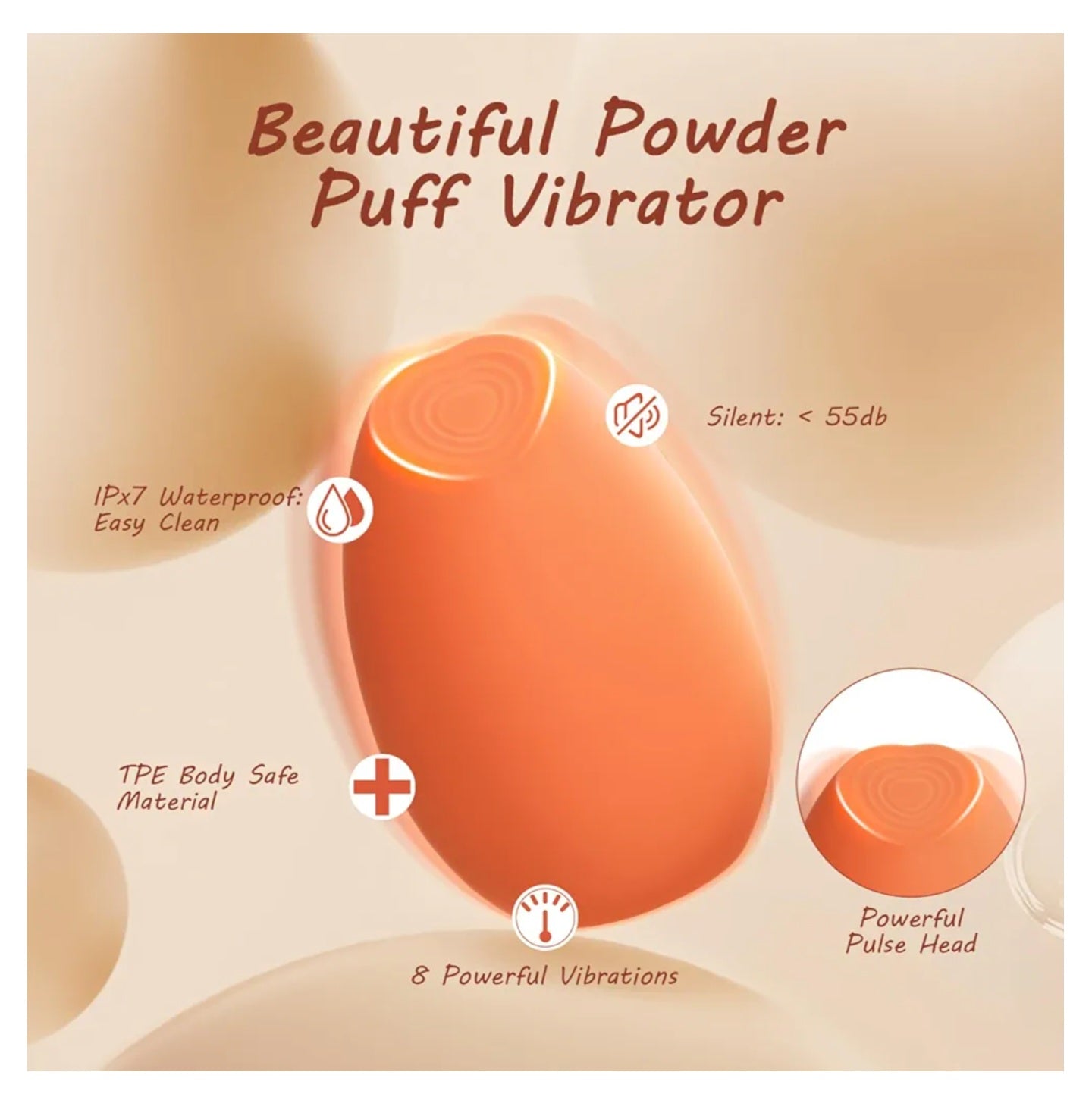Powder Puff Vibrator Adult Sex Toys for Women - ISEXSE 8 Vibrating Modes Clitoral Vibrators Silicone Mini Nipple G Spot Stimulator Toy, Rechargeable Quiet Clit Vibrator Female Sex Toys for Couples Adult Toys