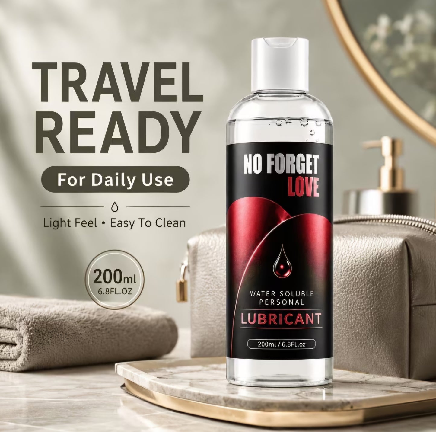 Water-Soluble Personal Lubricant | No Forget Love| Lube (200ml / 6.8 fl. oz) – Ultra-Smooth & Easy Clean-Up, Body Safe and Non Toxic