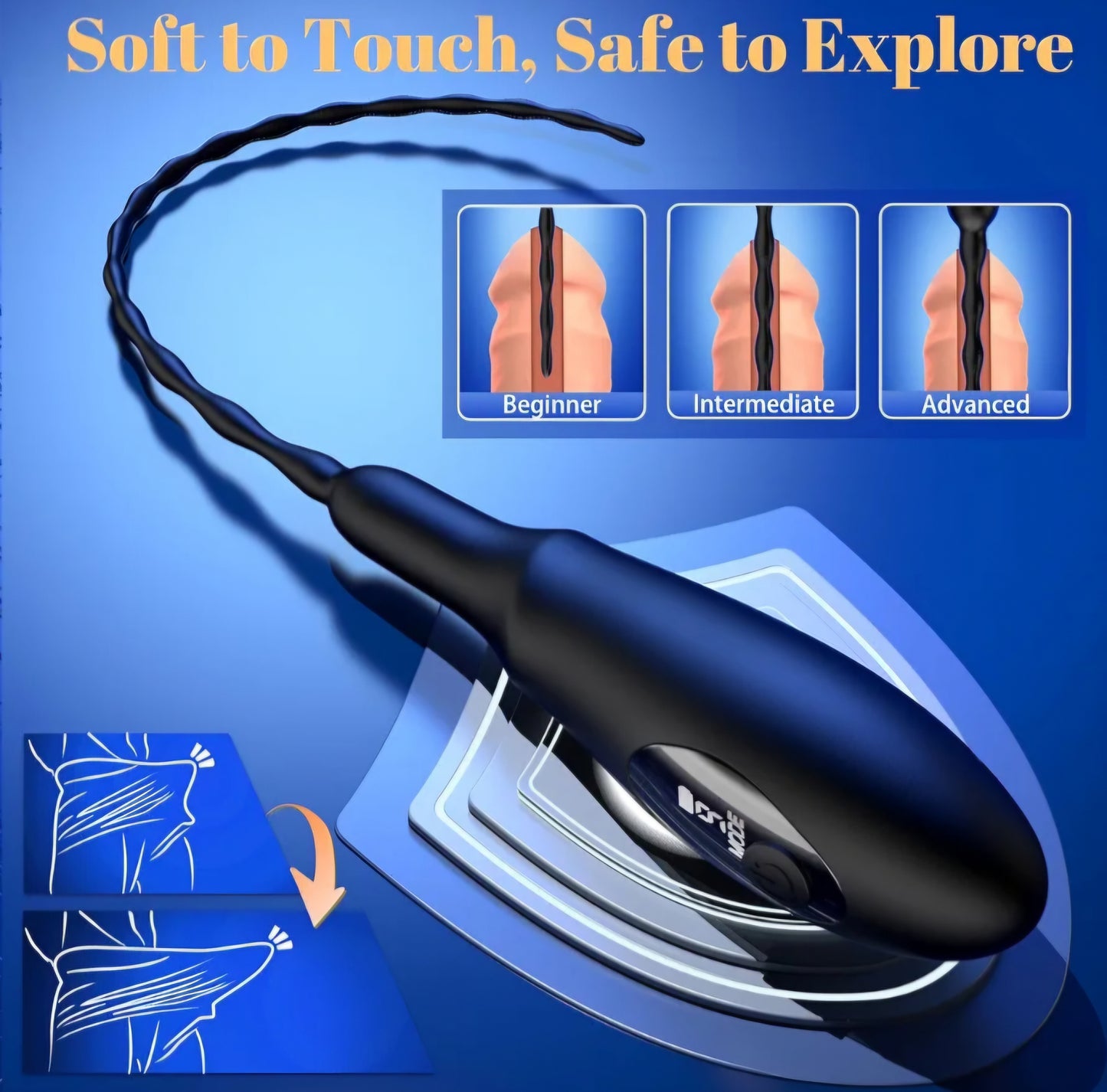 Penis Vibrator Vibrating Urethra Sound: Silicone Penis Plug Sounding Rod with 9 Vibration, Sex Toys - Catheters & Sounds Prostate Stimulator with Led, Urethral Vibrator BDSM Sex Toys for Men