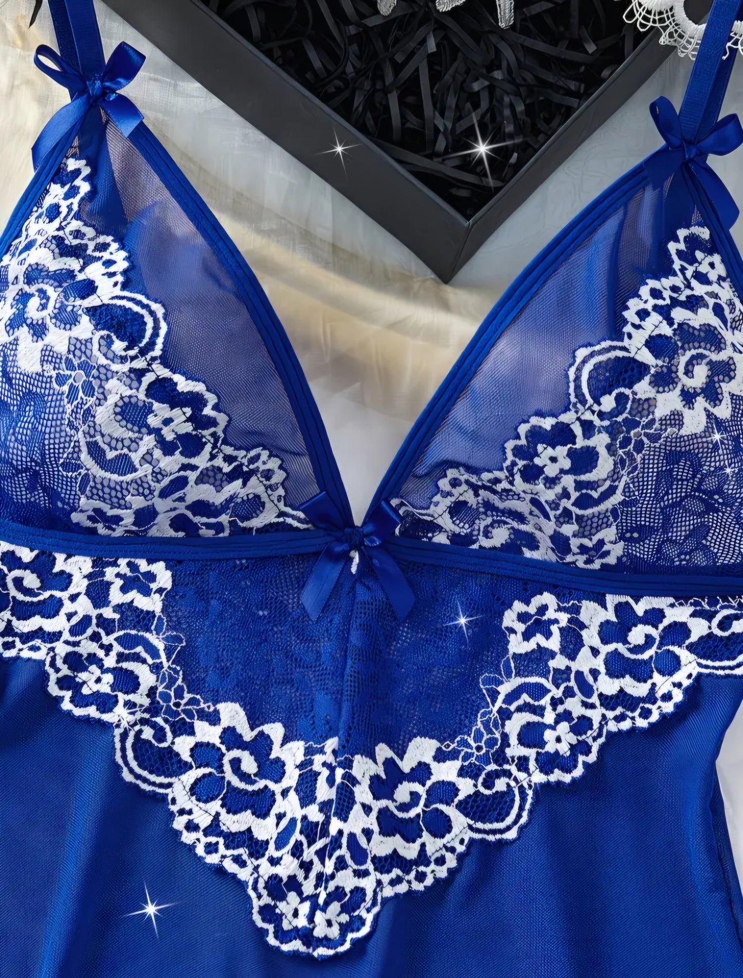 Royal Blue Lace Nightdress Set – Size M AMA