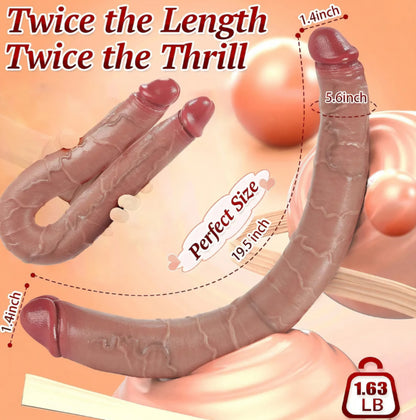 Long Double Dildo Sex Toys - 19.7" Realistic Double Sided Dildo for Lesbian Sex or Vagina and Anal Simultaneousl Play, Silicone Huge Thick Dildos G Spot and Anal Sex Toys for Women & Couples SF