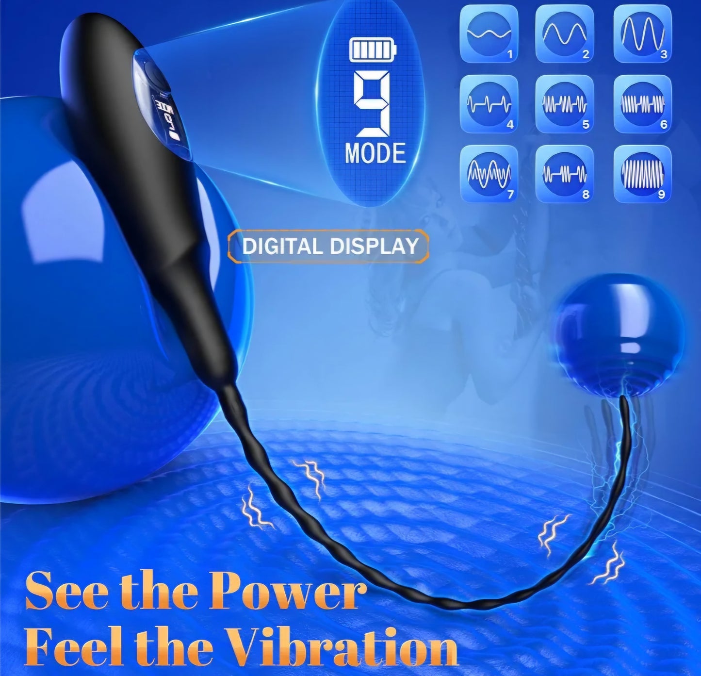 Penis Vibrator Vibrating Urethra Sound: Silicone Penis Plug Sounding Rod with 9 Vibration, Sex Toys - Catheters & Sounds Prostate Stimulator with Led, Urethral Vibrator BDSM Sex Toys for Men