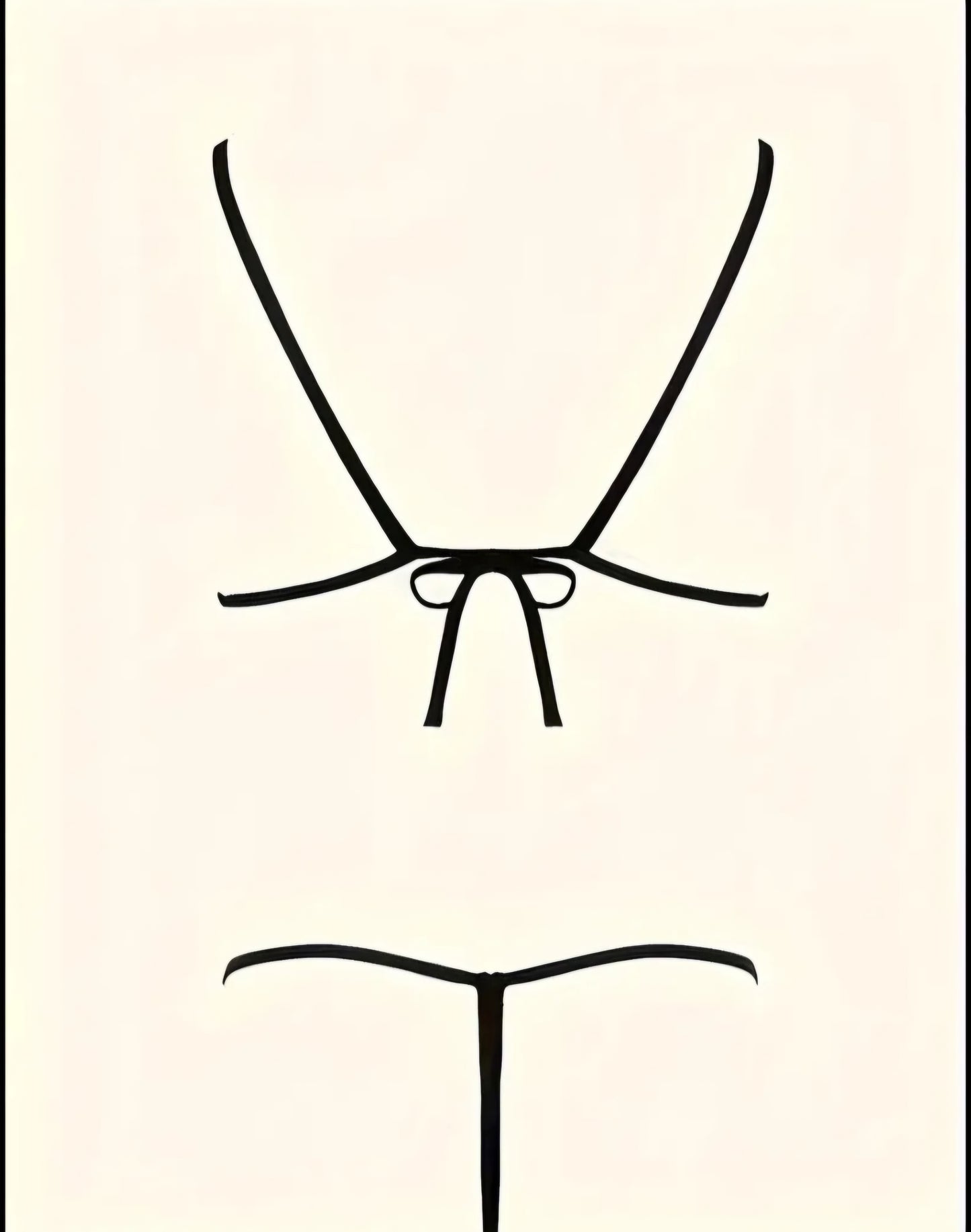 Draft Deep V Transparent Backless Contrast Lace Crotchless Lingerie. Size L