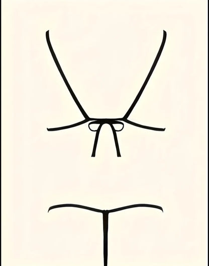 Draft Deep V Transparent Backless Contrast Lace Crotchless Lingerie. Size L