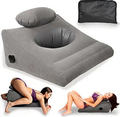 Inflatable Sex Pillow, Triangle Velvet Sex Wedge Cushion, Sex Toys for Adults, Fun Sex Bedroom Stuff for Couples with Eco-Friendly Inflation Bag, Fleshlight Pillow Sex Cushion for Men Women
