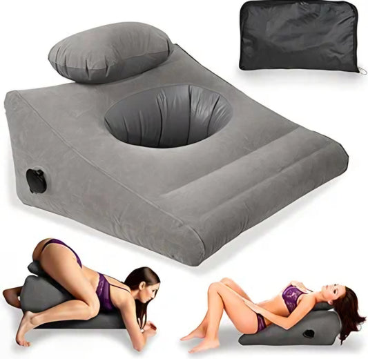 Inflatable Sex Pillow, Triangle Velvet Sex Wedge Cushion, Sex Toys for Adults, Fun Sex Bedroom Stuff for Couples with Eco-Friendly Inflation Bag, Fleshlight Pillow Sex Cushion for Men Women