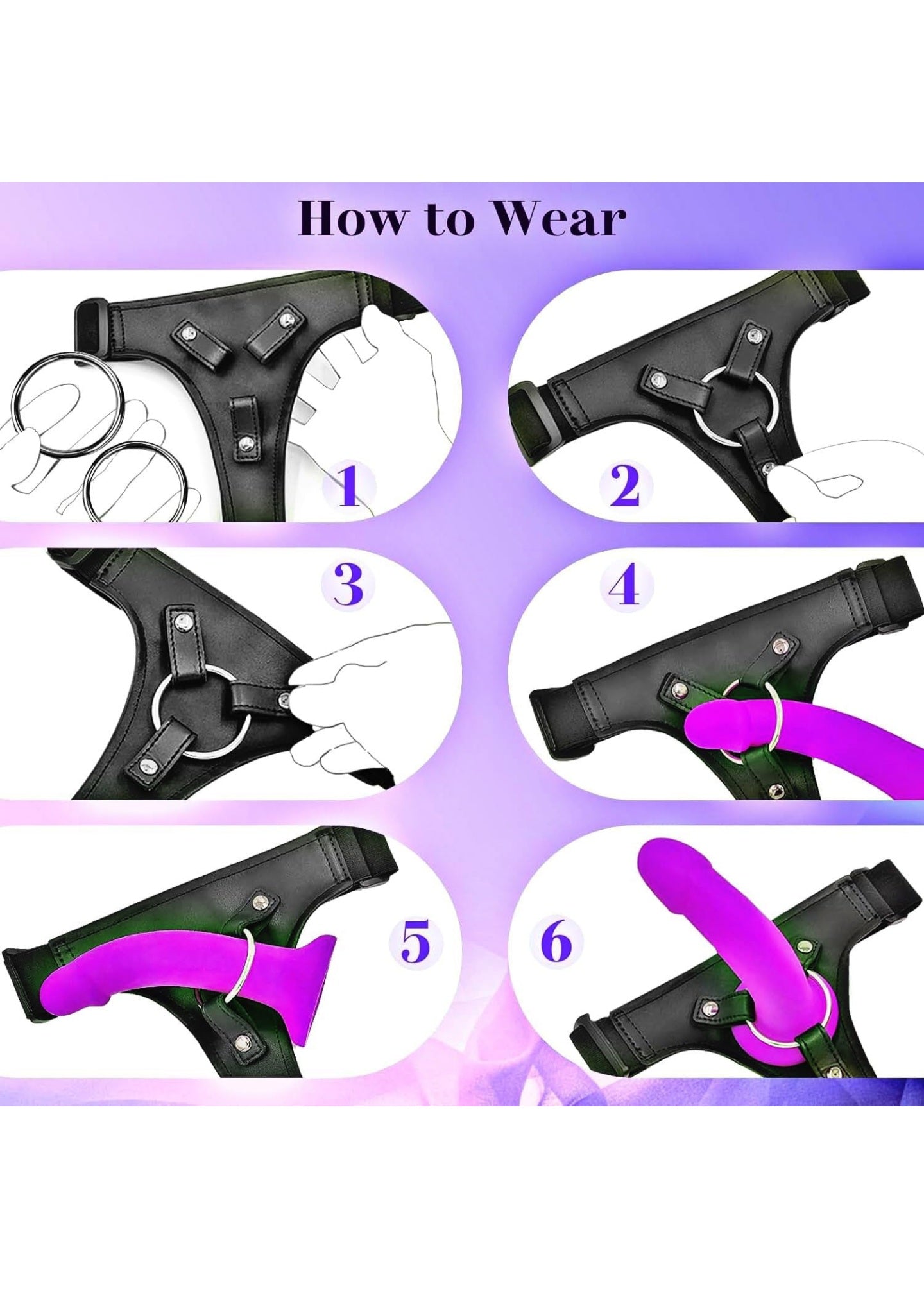 Strap-on Dildo Adult Sex Toys - Wearable Strap On Dildo Sex Toy for Men Women Couples, 7 Inch Realistic Silicone Anal Dildo Penis G-Spot Stimulator Sex Toys for Women Lesbian Couple Beginner Purple LP