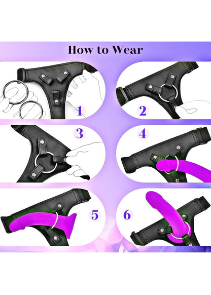 Strap-on Dildo Adult Sex Toys - Wearable Strap On Dildo Sex Toy for Men Women Couples, 7 Inch Realistic Silicone Anal Dildo Penis G-Spot Stimulator Sex Toys for Women Lesbian Couple Beginner Purple LP