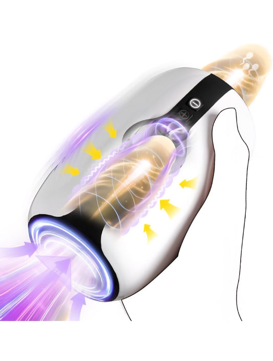 Automatic Male Masturbator Cup for Men, Open Ended Male Sex Toys for Penis Stroker with 3 Clamping Sucking & 7 Vibrating Modes, Pocket Pussy Penis Vibrator Male Blowjob Machine Adult Toys for Men