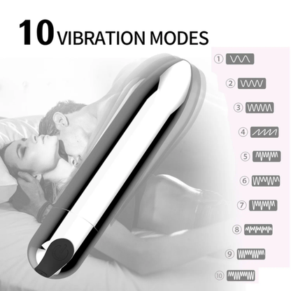 10-Frequency Bullet Vibrator – USB Rechargeable Personal Massager Travel Bullet
