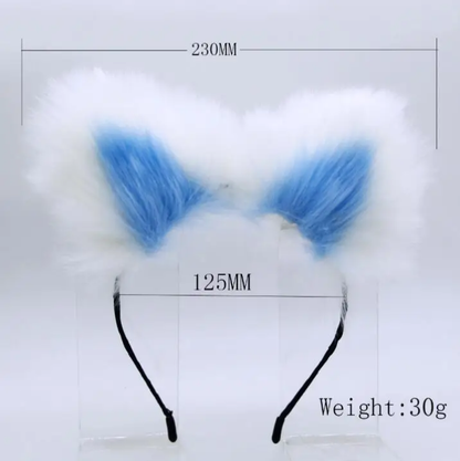 Deluxe Faux Fur Cat Ear Headband & Matching Metal Plug Tail Set (Available June 13th)