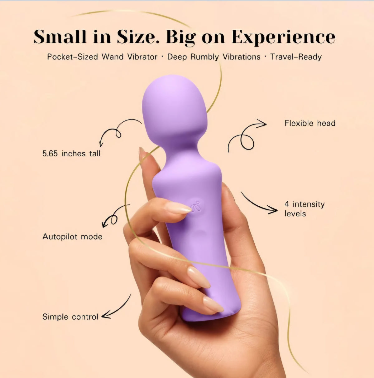 Tracy’s Dog Pocket Wand Vibrator - Mini Cordless Wand Massager for Women Clit Stimulation, 4 Intensity Levels, Waterproof, Rechargeable Travel-Friendly Adult Sex Toy for Solo & Couples, Sex Games