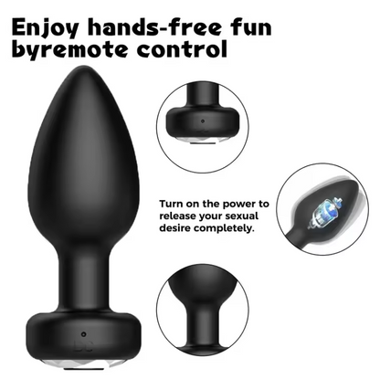 Remote Controlled Vibrating Anal Butt Plug USB Rechargeable, None Lighting Base Jewel Crystal Design