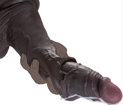XXL Big Black Dildo with Moveable Foreskin, 7.4'' Girth BBC Huge Thick Dildo Sex Toy for Men Gay Women, Realistic Silicone Dildos with Powerful Suction Cup, Lifelike Uncut Dildos for Anal Vagina