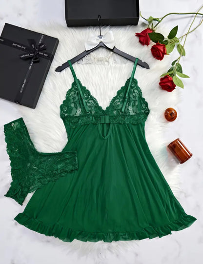 💚 Women's Lace Trim Nightgown Set 💚 Size M