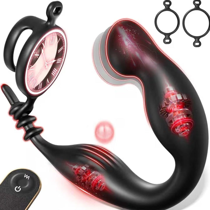 Prostate Massager Anal Sex Toys with Removable Cock Rings, 9 Wiggling & 9 Vibration Modes Vibrator Butt Plug, Remote Control Male Adult Toys Double-Ended Dildos – Intense P-Spot & Perineum Pleasure
