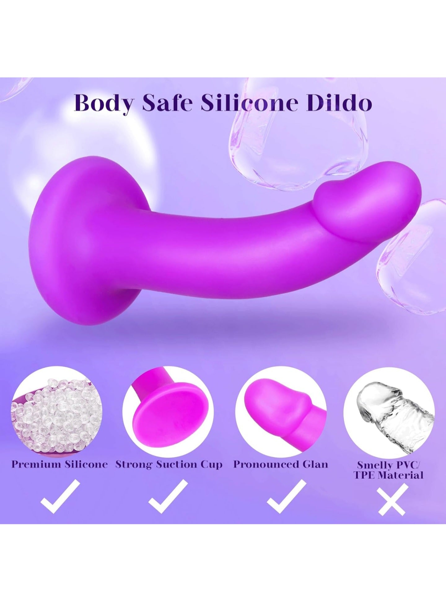 Strap-on Dildo Adult Sex Toys - Wearable Strap On Dildo Sex Toy for Men Women Couples, 7 Inch Realistic Silicone Anal Dildo Penis G-Spot Stimulator Sex Toys for Women Lesbian Couple Beginner Purple LP