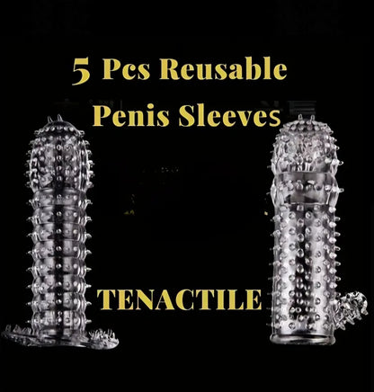 5-Pack Granular Spiral Reusable Condom Sleeve Set