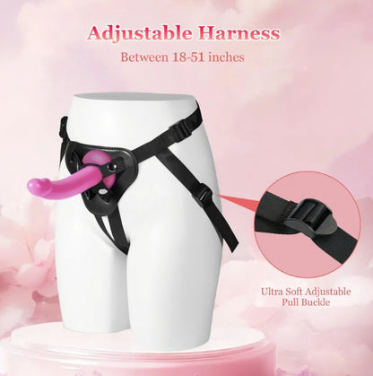 Strap On Dildo Sex Toys: Soft Adjustable Harness with 7 Inch Curved Liquid Silicone Dildo, Wearable Strapon Realistic Anal Dildos for Pegging Play, Adult Toys for Men Lesbian Couple Sex Toys SF