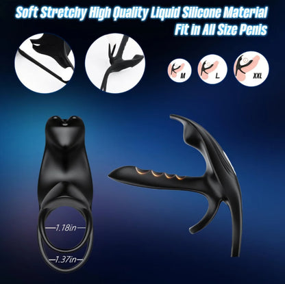 Vibrating Cock Ring, 3 in 1 Silicone Penis Ring with 10 Vibration Modes G-Spot & Clitoral Stimulator, Couple Vibrator Rechargeable Waterproof Adult Sex Toys with Remote Control for Men or Couples Play
