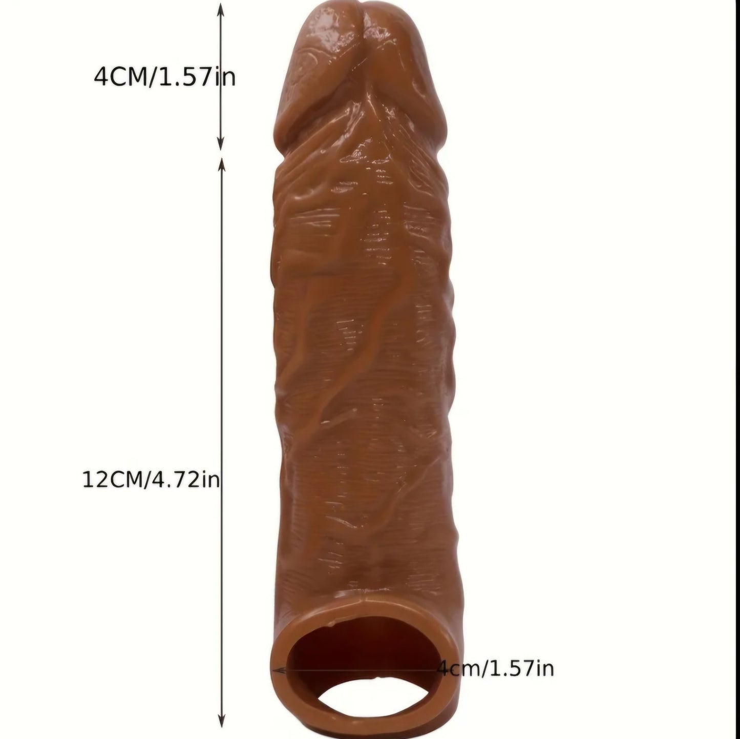 Textured Silicone Performance Sleeve – Enhancing Extender for Couples – Ribbed & Studded Design – Dark Brown 1.57 Inch Extension