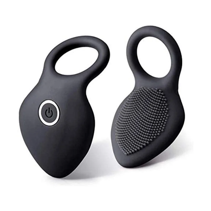 Textured Silicone Vibrating Cock Ring with Clitoral Massager Brush