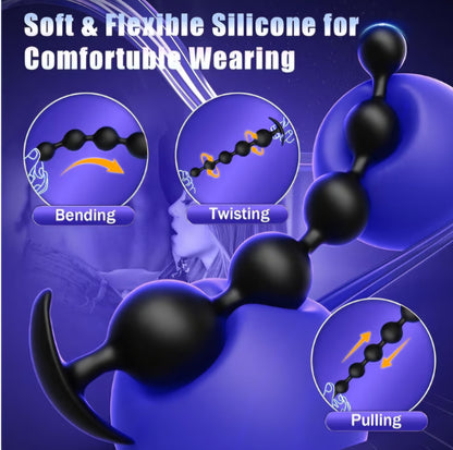 Anal Beads Butt Plug Anal Toys - 9.8" Long ButtPlug 1.8" Diameter Large Silicone Beads with 5 Gradient Anal Trainer, Flexible Prostate Massager Sex Toys for Men & Couple (Opp Bag) AMA