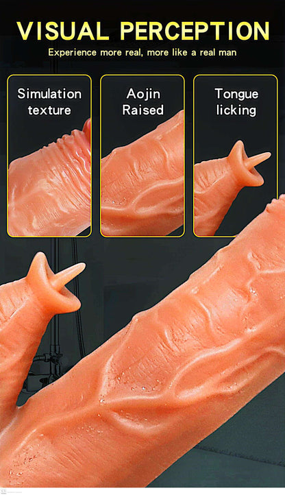 9 Inch Vibrating Thrusting Rotating Dildo with Clit Licker Licking Tongue