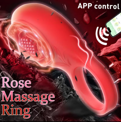 App-Controlled Rose Vibrating Ring – Dual Stimulation Cock Ring & Clitoral Stimulator for Couples