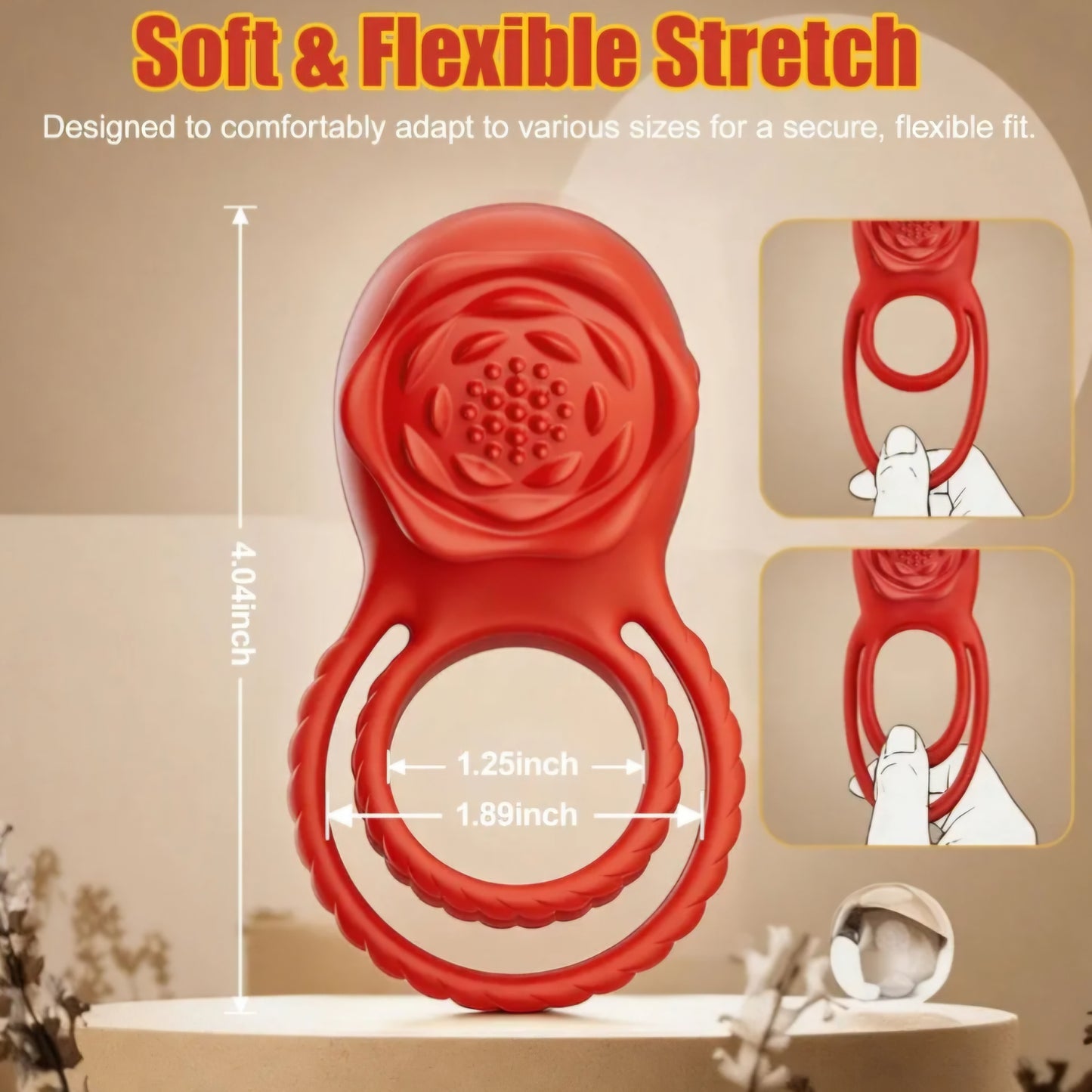 Vibrating Cock Ring Penis Sleeve with Rose Sex Toys, APP Control Penis Ring Vibrator Couples Adult Sex Toys for Men Women, 9 Vibrations Clitoris Vibrator AMA