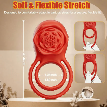 Vibrating Cock Ring Penis Sleeve with Rose Sex Toys, APP Control Penis Ring Vibrator Couples Adult Sex Toys for Men Women, 9 Vibrations Clitoris Vibrator AMA