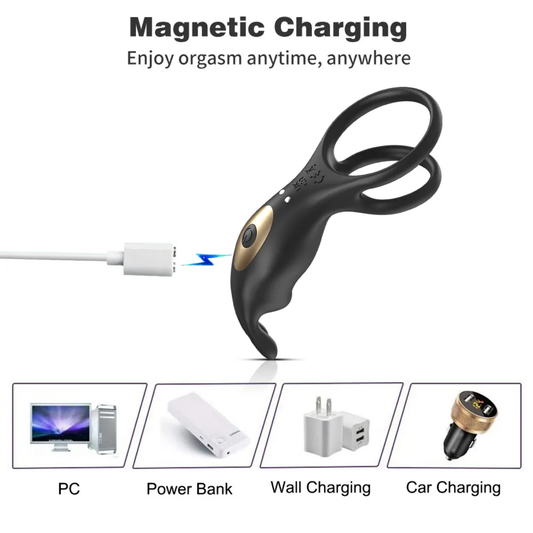 Rogue App Controlled Bunny Ear Double Lock Cock Penis Ring with 9 Powerful Vibrations