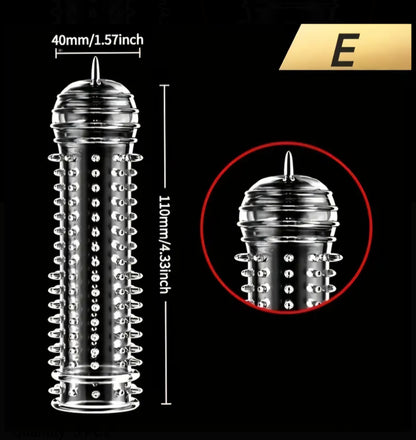 5-Pack Granular Spiral Reusable Condom Sleeve Set