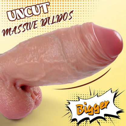 Jumbo, Fat 3" Diameter XXL Uncut Dildo - 9.3'' Girth Huge Big Black Thick Dildo with Strong Suction Cup,Giant Massive Girth Dildos for Anal & Vaginal Play, Real Skin Fake Penis G-Spot Stimulation Adult Sex Toys