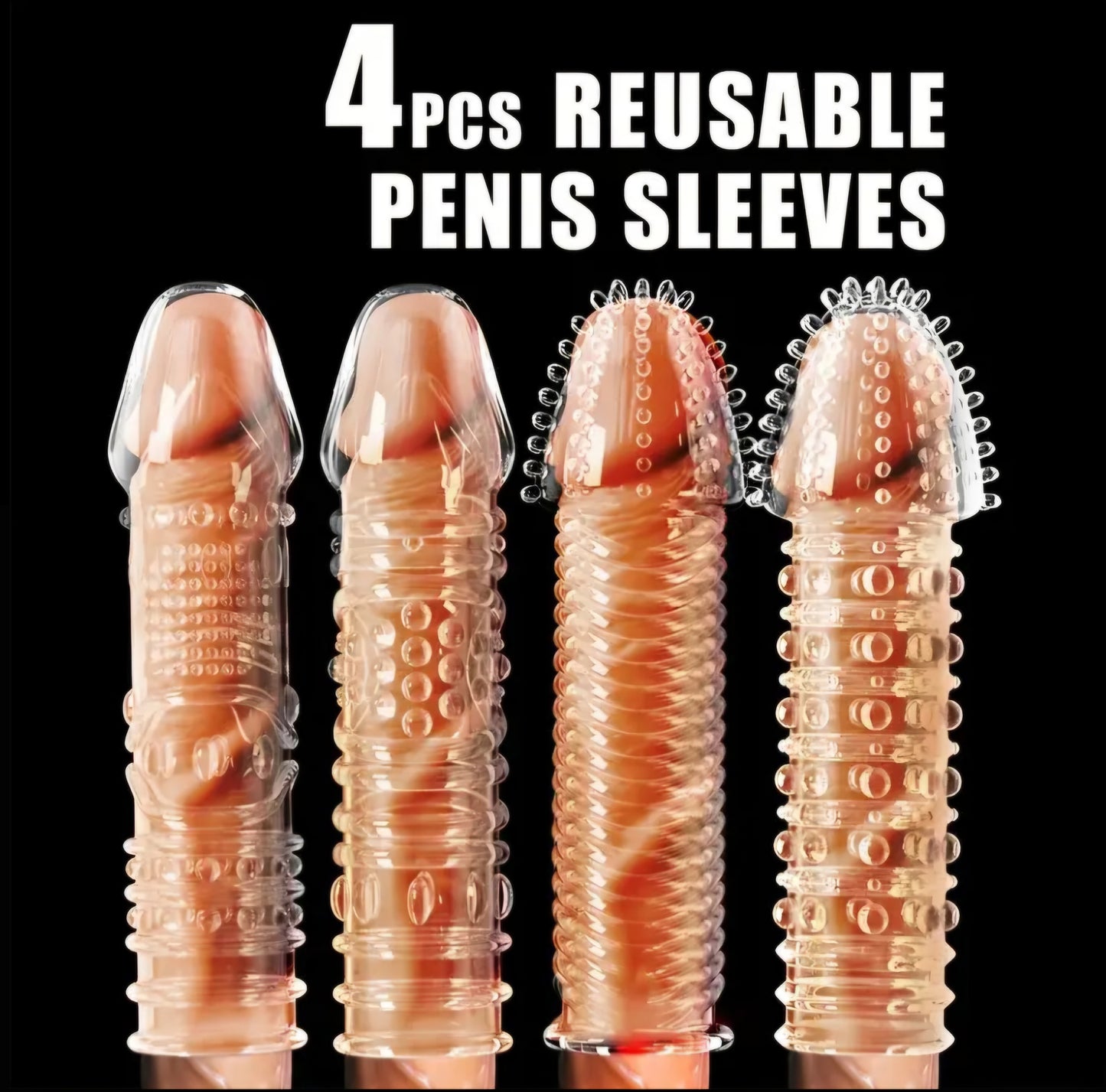 4 Pcs Reusable Penis Sleeves - Texture, Sensation, and Shared Pleasure