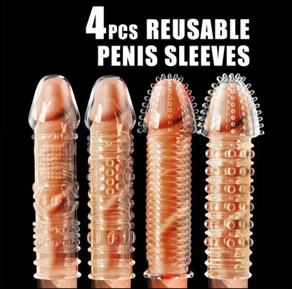 4 Pcs Reusable Penis Sleeves - Texture, Sensation, and Shared Pleasure