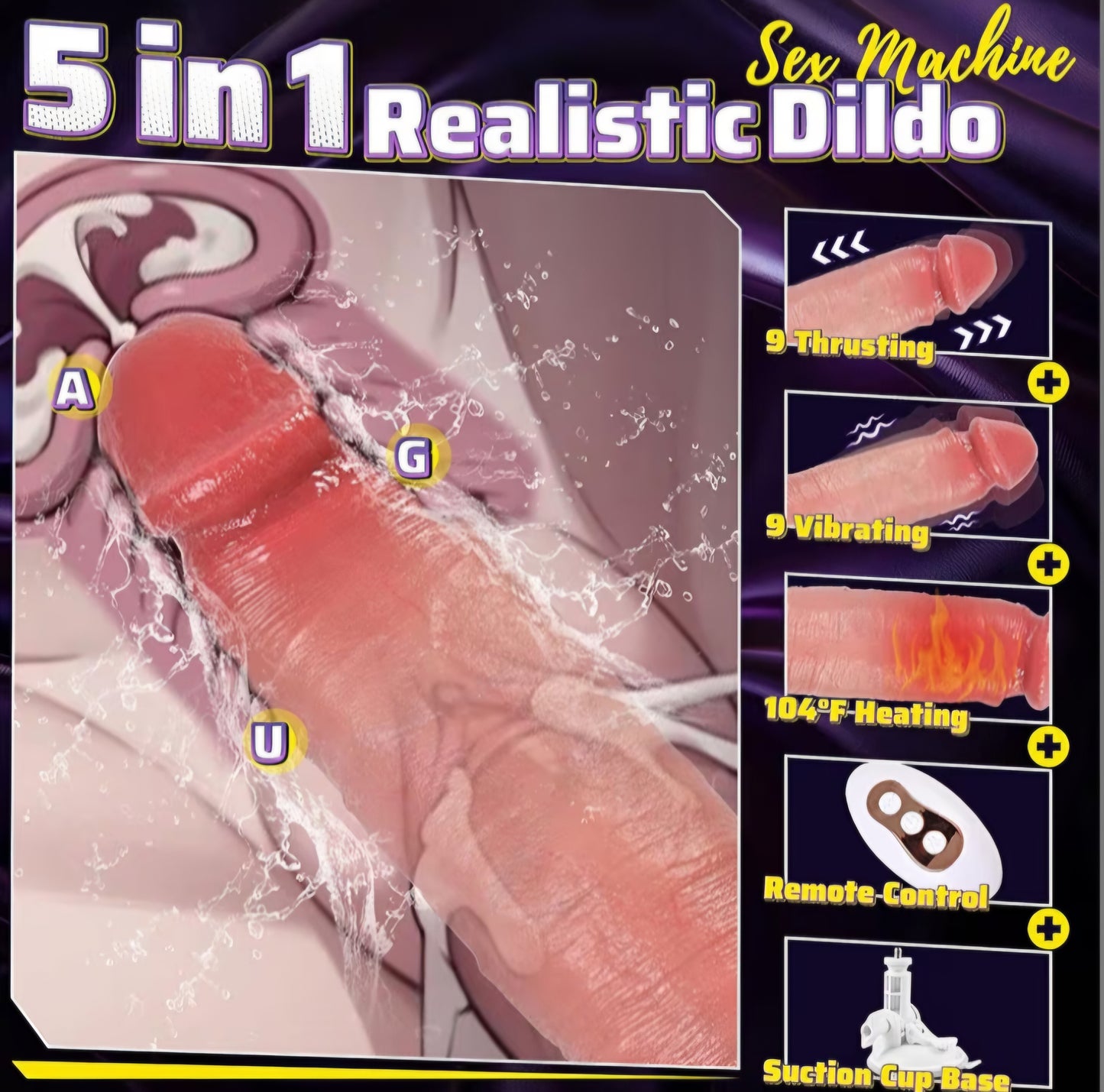 Thrusting Dildo Vibrator Sex Toys for Women, Sex Machine Dildos with 9 Thrusting & 9 Vibration & Heating Function for G Spot Clitoral Anal Stimulation, Remote Control Adult Toy for Female Men Couples