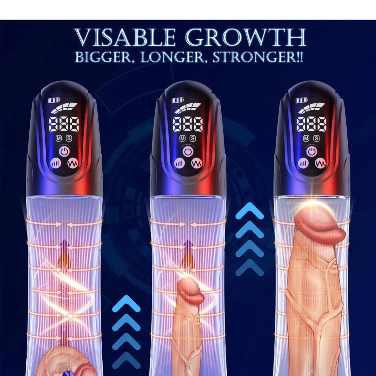 Automatic Penis Enlargement Pump with 4 Pressure Settings & 4 Suction Modes for Men Erection Training and Masturbate Pleasure, Penis Enlarger Growth Extender Pump Waterproof