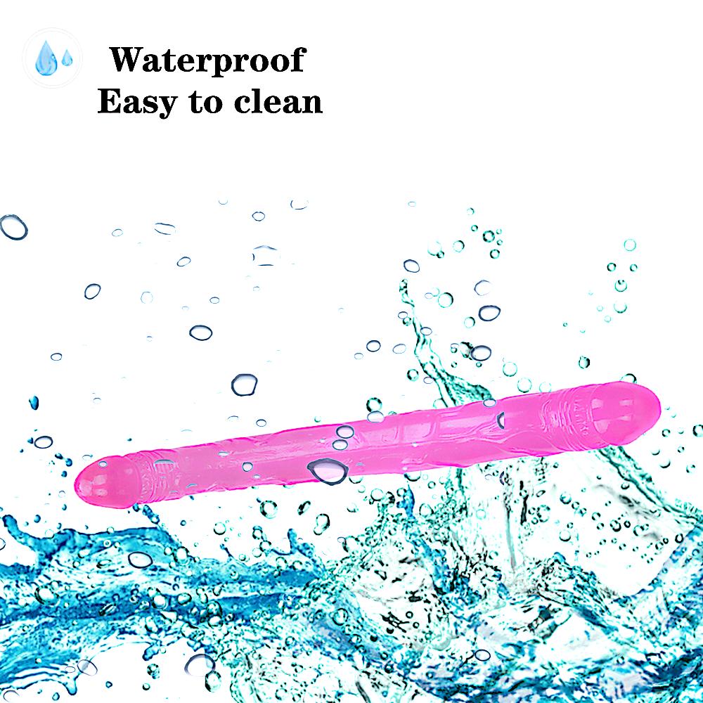 14.7-Inch Double-Ended Realistic Dildo - Extra Long Pink PVC Dong with Dual Glans and Veined Texture - 37.5cm