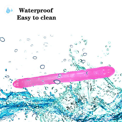 14.7-Inch Double-Ended Realistic Dildo - Extra Long Pink PVC Dong with Dual Glans and Veined Texture - 37.5cm