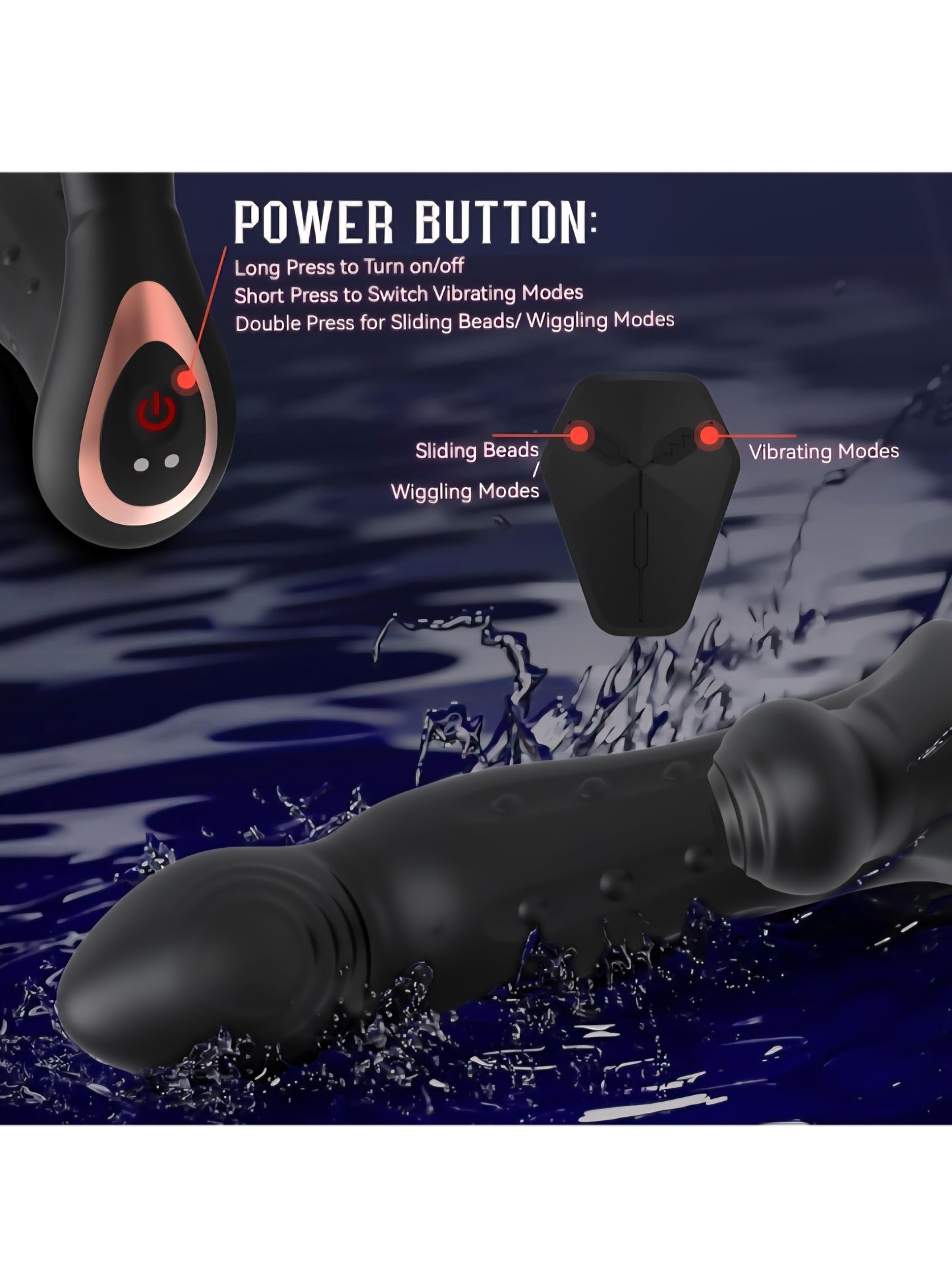 Prostate Massager Male Sex Toys for Men, Adult Toys Anal Dildo Vibrator Butt Plug with 9 Wiggling & Thrusting Sliding Beads & 9 Vibrating Modes, Remote Control Anal Beads Dildo Adult Sex Toy for Men